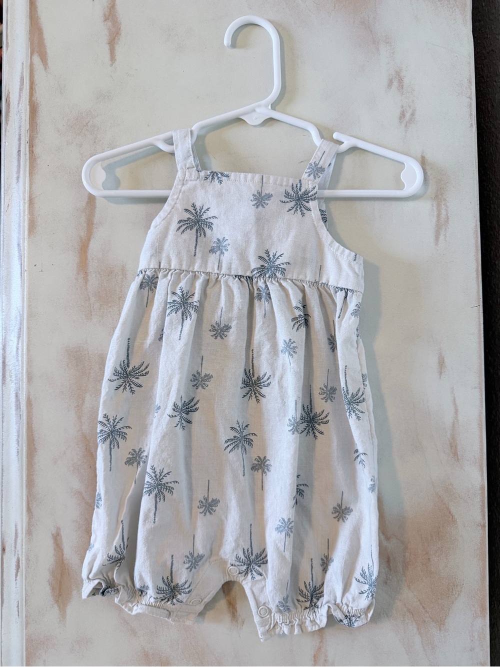 Carter's Cream Baby Outfit with blue palm tree Print